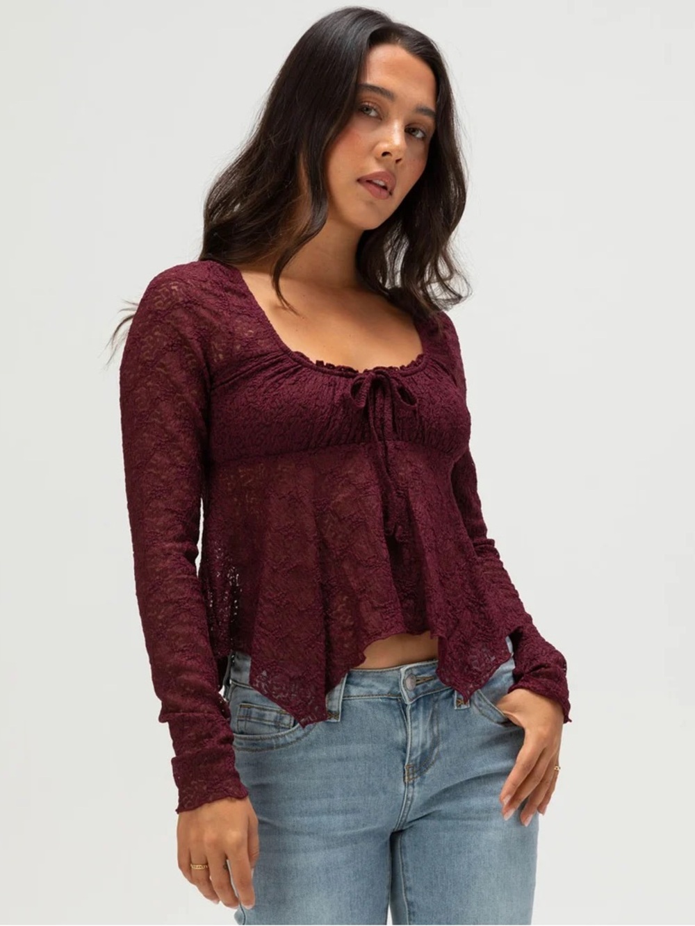 FULL TILT Lace Womens Babydoll Top